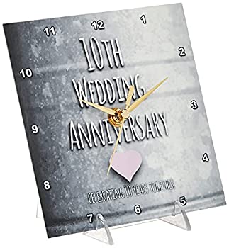 【中古】【輸入品・未使用】3dRose 10周年 結婚記念ギフト ? ブリキ製 10周年 ? 10周年記念 ? デスククロック 6 x 6インチ (dc_154441_1)
