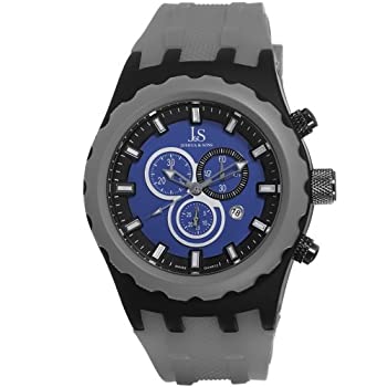 【中古】【インポート品・未当て嵌める】Joshua \u0026 Sons Men \u0027s js59gy薄墨色多役立つことSwiss Quartz Watch with青みDial and Grayシリコンストラップ