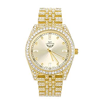【中古】【輸入品・未使用】Hip Hop Bling メンズ ファッション ゴールドメッキ アイスキュービックジルコニア メタルバンドウォッチ WM 1586 G