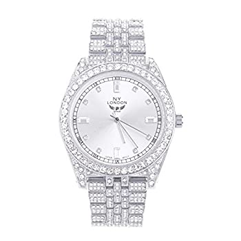 【中古】【輸入品・未使用】Rapper Bling メンズファッションシルバーメッキアイスCZメタルバンドウォッチ WM 1586 S