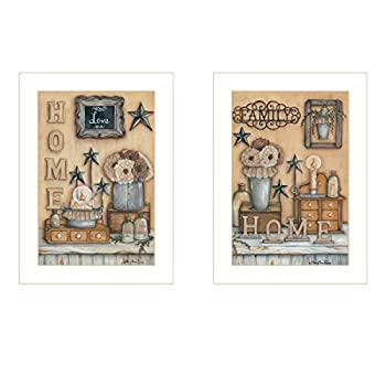 【中古】【輸入品・未使用】Trendy Decor4U Where Family & Friends Gather Ii 2ピース Vignette 作者： Mary Ann June 額縁付きプリント、アーストーン