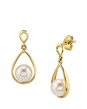 【中古】【インポート品・未当て嵌める】THE PEARL SOURCE 14Kゴールド 7-8粍 AAAA品等 ラウンド 本物 白いこと 素水育てる真珠 ジェス イヤリング レディース