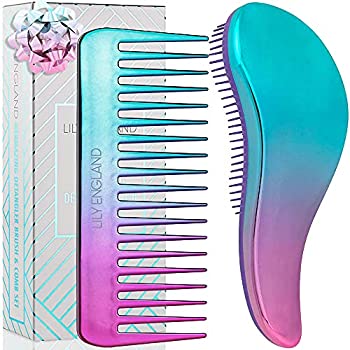 【中古】【輸入品・未使用】Lily England Detangling Hairbrush and Comb Set - Best Detangler Brush for Wet%ｶﾝﾏ% Dry%ｶﾝﾏ% Curly%ｶﾝﾏ% Women & Kids Hair with Wide Toot｜スカイマーケットプラス