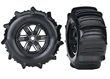 【中古】【輸入品・未使用】Traxxas 7773 X-Maxx パドルタイヤとホイール 接着剤付き 取り付け済み (ペア)|スカイマーケットプラス