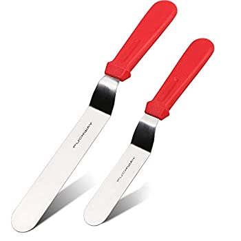 【中古】【輸入品・未使用】PUCKWAY 角度付きアイシングスパチュラ ステンレススチール オフセットスパチュラ ケーキスパチュラ 2個セット レッド 6 8インチ｜スカイマーケットプラス