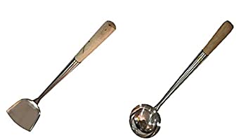 【中古】【インポート品・未当て嵌める】Sunrise 商用品位 中華鍋/お滅多にない Shovel 16.75%ﾀﾞﾌﾞﾙｸｫｰﾃ% (#3) \u0026 Ladle 16.75%ﾀﾞﾌﾞﾙｸｫｰﾃ% (#3)