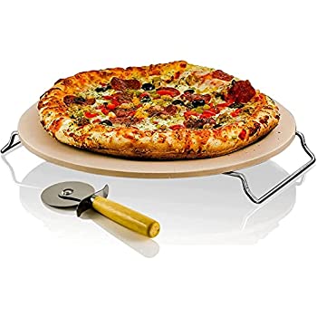【中古】【輸入品・未使用】OVENTE セラミックピザストーン 13インチ オーブン グリル BBQ用 耐熱耐衝撃性 多目的ラック/ハンドル フリークラストカッターホイール ベージュ 24,268円