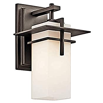【中古】【インポート品・未当てはめる】49642OZ Caterham 1LT Indoor/Outdoor Wall Sconce%ｶﾝﾏ% Olde Bronze Finish with Satin Etched Cased Opal Glass by Kichler Lighting [並行輸