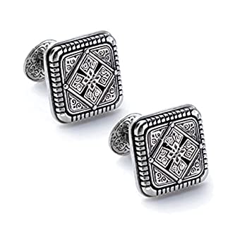 【中古】【インポート品・未当て嵌める】Konstantinoメンズしろがね色Square Cufflinks