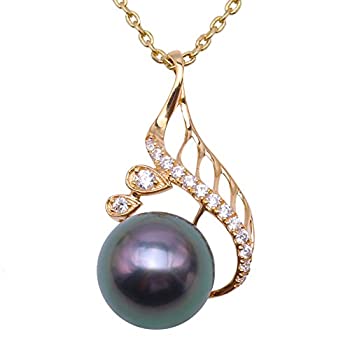 【中古】【インポート品・未当て嵌める】JYX Fine 14k Yellow Gold Black Round Tahiti Pearl South Sea Cultured Pendant Necklace of 18%ﾀﾞﾌﾞﾙｸｫｰﾃ% Length(9.5粍 Pearl)