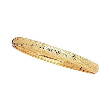 【中古】【インポート品・未当て嵌める】10k Yellow Gold High Polished Greek Key Flex Bangle Bracelet%ｶﾝﾏ% 7%ﾀﾞﾌﾞﾙｸｫｰﾃ%