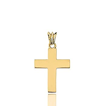【中古】【輸入品・未使用】モダン シンプル クロス チャーム ペンダント （小） ソリッド 14k イエローゴールド