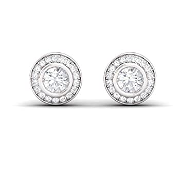 【中古】【インポート品・未当てはめる】Diamondere 生まれながらお墨付きダイヤモンドハローピアス 14K白いことゴールド製 0.37カラット I1-I2性質 レディース
