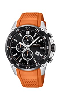 【中古】【輸入品・未使用】Festina 'The Originals Collection' メンズクォーツウォッチ ブラックダイヤル クロノグラフディスプレイ オレンジラバーストラップ F20330/4