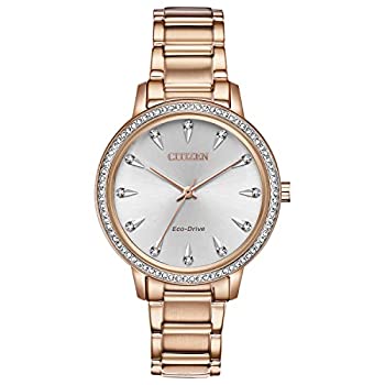 【中古】【インポート品・未当て嵌める】FE7043-55A Citizen シチズン Eco-Drive Silhouette Crystal しろがね色 レディース アナログ 商行為 ソーラー 外国でさし出し Citizen