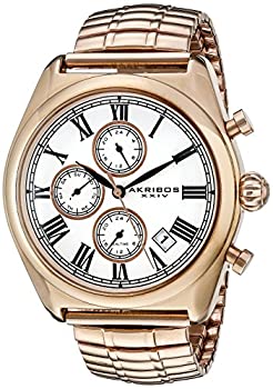 【中古】【インポート品・未当て嵌める】Akribos XXIV Men \u0027s ak827rg Quartz Movement Watch with Silver Dial andローズゴールドステンレススチールExpansion腕輪