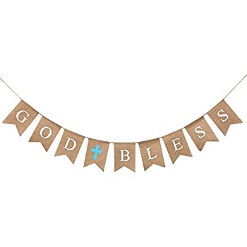 【中古】【インポート品・未当て嵌める】God Bless Baptism Banner by WATINC%ｶﾝﾏ%Communion Party Banner%ｶﾝﾏ%Christening Decoration for Wedding%ｶﾝﾏ% Baby Shower Party(blue)