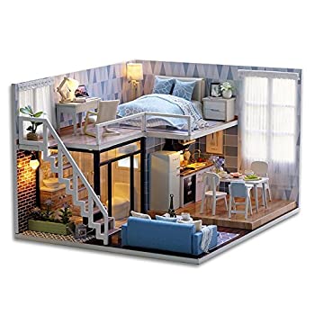 【中古】【輸入品・未使用】Flever Dollhouse Miniature DIY House Kit Creative Room With Furniture for Romantic Valentine's Gift(Time Of Pale Blue)｜スカイマーケットプラス