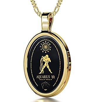 【中古】【インポート品・未当てはめる】辰宿シャンデリヤみずがめ頸飾り内接24?Kゴールドonオニキスストーン、18?%ﾀﾞﾌﾞﾙｸｫｰﾃ%???NanoStyle宝飾品