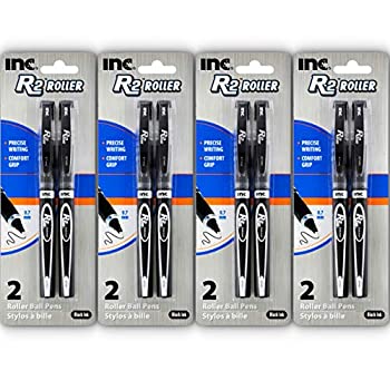 【中古】【輸入品・未使用】R-2 ローラーボールペン 0.7mm ブラックインク (8本入り) 4本