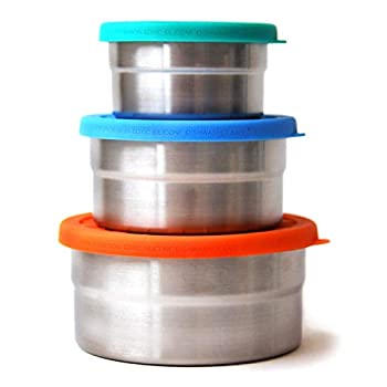 【中古】【輸入品・未使用】ECOlunchbox Blue Water Bento Seal Cup Trio - Set of 3 Nesting Stainless Steel Food Storage Containers by Blue Water Bento｜スカイマーケットプラス