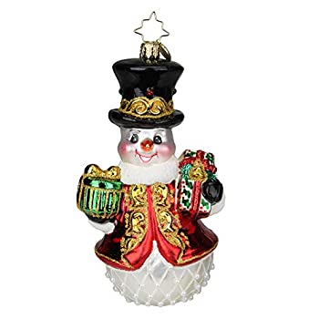 【中古】【インポート品・未当て嵌める】Christopher Radko 手作りヨーロピアン硝子 クリスマスかざり付けるフィギュアオーナメント ロイヤル差し上げ物 雪達磨