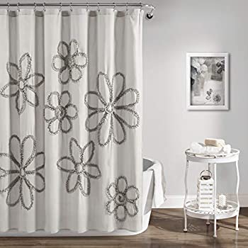 【中古】【インポート品・未当て嵌める】Lush Decor フリルフラワーシャワーカーテン | フローラルテクスチャーシャビーシックファームハウススタイルデザイン x 72in 白いこと 72イ