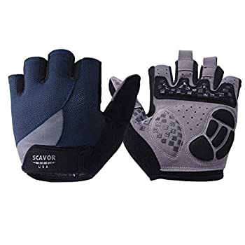 【中古】【輸入品・未使用】SCAVOR パッド入り 指なし マウンテンバイク メッシュグローブ - メンズ レディース ボーイズ フル親指半指 - スポーツバイク 釣り サイクリング