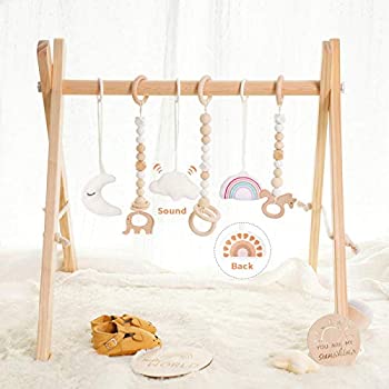 【中古】【インポート品・未当て嵌める】little dove (リトルダヴ) 木製 もの言う花体育館 6つの体育館手あそび 折りたたみ式 プレイジム ひな形 アクティビティジム 吊るし棒 赤んぼうの生いそだつ手あそび