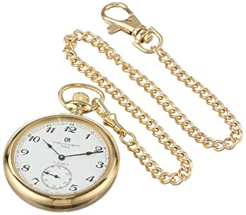 【中古】【輸入品・未使用】Charles-Hubert- Paris Stainless Steel Gold-Plated Mechanical Open Face Pocket Watch #3756-GA