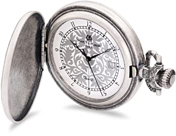 【中古】【輸入品・未使用】Charles-Hubert Paris 3924 Antique Silver Plated Antique Silver Dial with Date Pocket Watch