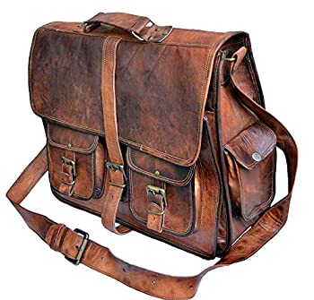 【中古】【輸入品・未使用】16インチ メンズ 本革 メッセンジャーバッグ ラージ クロスボディ スリング サッチェル オフィス ワークアタッチ 15.6インチまでのノートパソコ