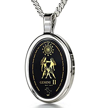 【中古】【輸入品・未使用】星座ペンダント双子座ネックレス内接24?Kゴールドonオニキスストーン、18?%ﾀﾞﾌﾞﾙｸｫｰﾃ%???NanoStyleジュエリー