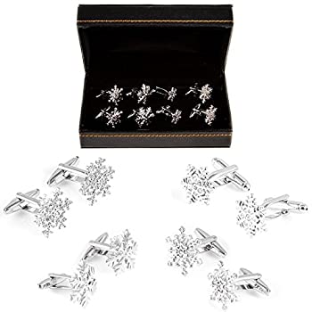 【中古】【輸入品・未使用】mrcuff Snow Flakes Blizzard雪片冬クリスマス4ペアCufflinks in a Presentationギフトボックス&ポリッシュクロス