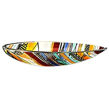 【中古】【輸入品・未使用】Novicaマルチカラーガラスアート手吹きCenterpieceボウル、' Rainbow Eclipse '｜スカイマーケットプラス