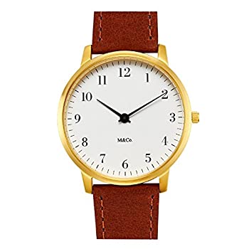 【中古】【輸入品・未使用】Projects Watches M & Co Bodoni 40?mm真鍮腕時計、ブラウンレザーバンド