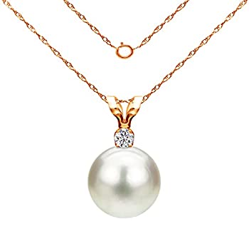 【中古】【輸入品・未使用】14K ホワイトゴールド 1/100 Ct ダイヤモンド&ホワイト 7-7.5mm 淡水養殖真珠ペンダントネックレス (G-H SI1-SI2) 18インチ｜スカイマーケットプラス