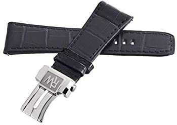 【中古】【輸入品・未使用】RaymondWeil Don Giovanni ブラックレザー腕時計バンドストラップ シルバーバックル付き 28mm x 22mm