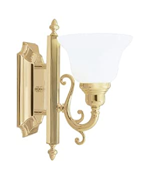 【中古】【インポート品・未当て嵌める】Livex Lighting 1281???02?Bath Vanity Withホワイトアラバスターガラスシェード、Polished Brass