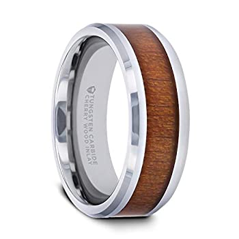 【中古】【インポート品・未当て嵌める】Thorsten Rings Brunswick タングステンカーバイドリング ブラックチェリーウッドインレー みがき上げる面取り境界線 好いたらしい相応う 思わしいな木製一緒になる指環 6