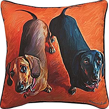 【中古】【輸入品・未使用】Manual Woodworkers and Weavers SLDDDH Paws And Whiskers Double Dachsies Dachshund Printed Pillow 18 X 18 in.｜スカイマーケットプラス