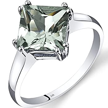 【中古】【インポート品・未当て嵌める】14K 白いことゴールド 緑であることアメジスト ソリティアリング 2.00カラット 姫御前撥ねのける