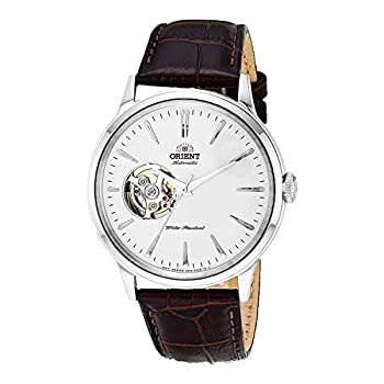 【中古】【輸入品・未使用】Orient %ﾀﾞﾌﾞﾙｸｫｰﾃ%Bambino オープンハート%ﾀﾞﾌﾞﾙｸｫｰﾃ% 日本製自動巻き ステンレススチール レザー ドレスウォッチ%ｶﾝﾏ% ホワイト%ｶﾝﾏ%