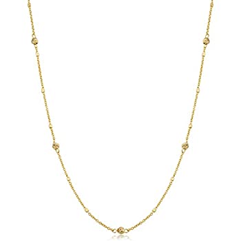 【中古】【輸入品・未使用】Kooljewelry 14Kイエローゴールド キューブとビーズステーションネックレス