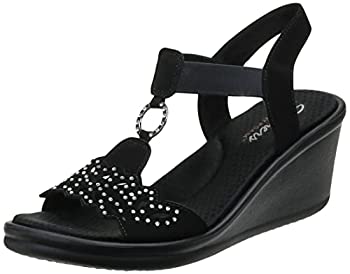 【中古】【輸入品・未使用】Skechers レディース Rumblers-Queen B ウェッジサンダル%ｶﾝﾏ% ブラック%ｶﾝﾏ% 6.5