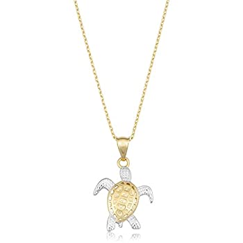【中古】【輸入品・未使用】14?Kツートンゴールドタートルネックレス( 18インチ)