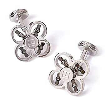 【中古】【インポート品・未当て嵌める】Tateossian Mechanical Mini drone-rt Cufflinks、ロジウムしろがね色