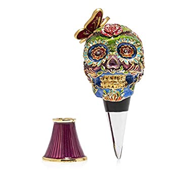 【中古】【インポート品・未当て嵌める】Jay Strongwater Calavera スカルワインストッパーと照明ランプ キッチン用品・食器・調理器具-その他