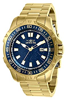【中古】【輸入品・未使用】Invicta Men's 48mm Pro Diver Quartz Blue Web Dial 18K Gold Plated SS Watch 25793