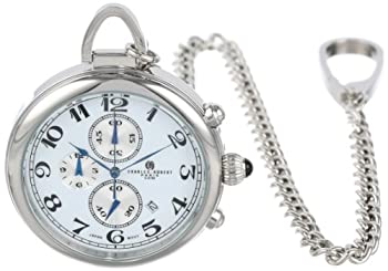 【中古】【インポート品・未当て嵌める】Charles-Hubert- Paris Stainless Steel Quartz Chronograph Open Face Pocket Watch #3571